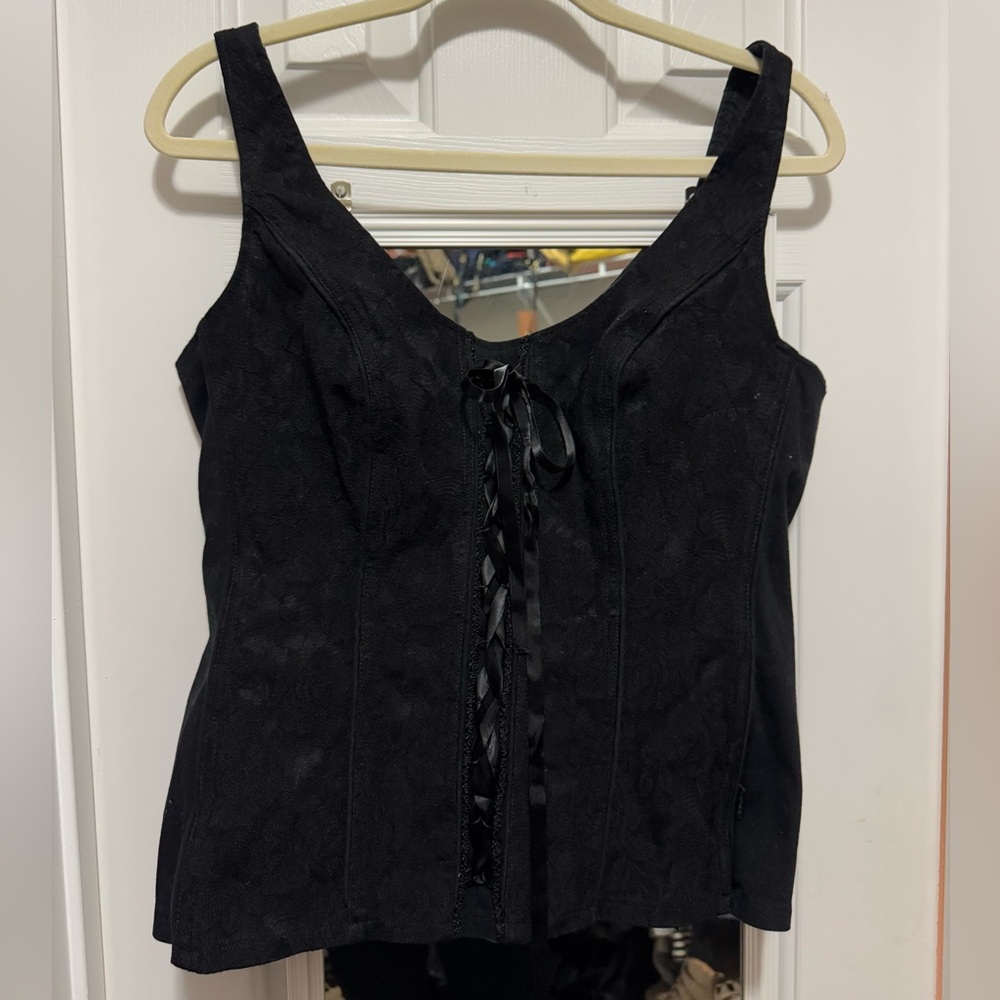 Tripp NY
Corset lace zip back top in black